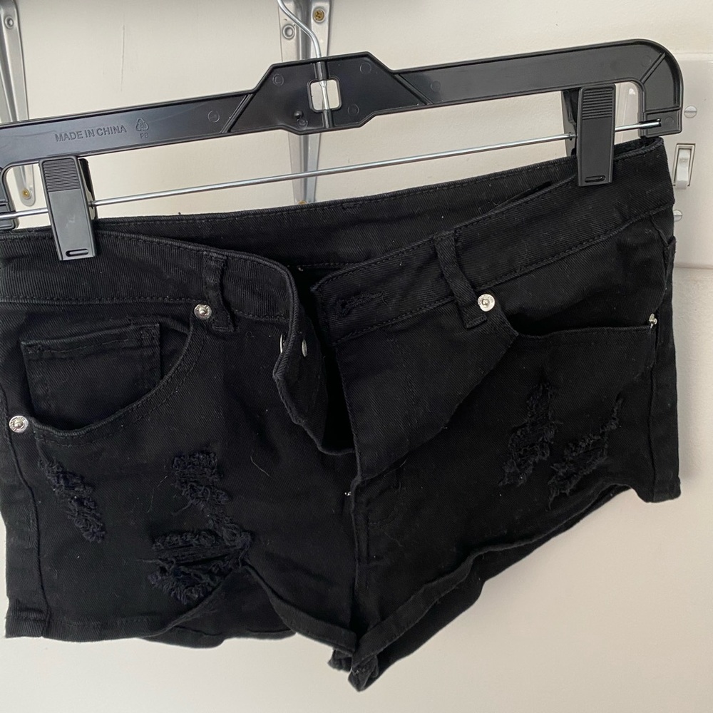 H&M Black Distressed Booty Shorts
